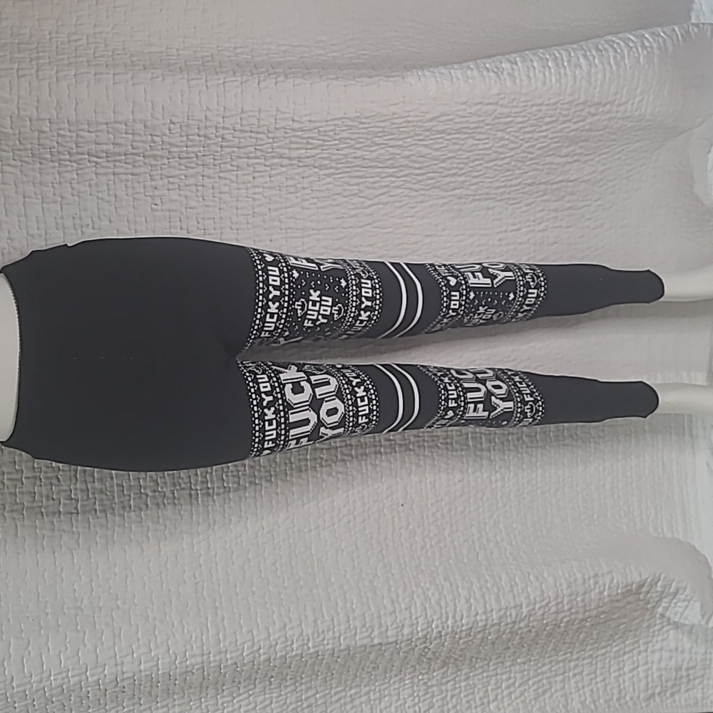Sourpuss F@$k You Black White Graphic Leggings